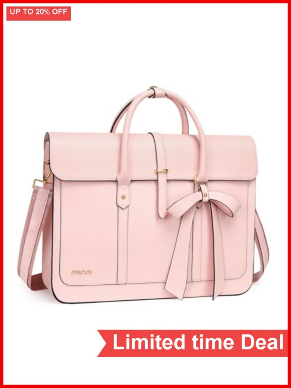 MOSISO PU Leather Laptop Messenger Shoulder Bag for Women, 15-15.6 Inch,